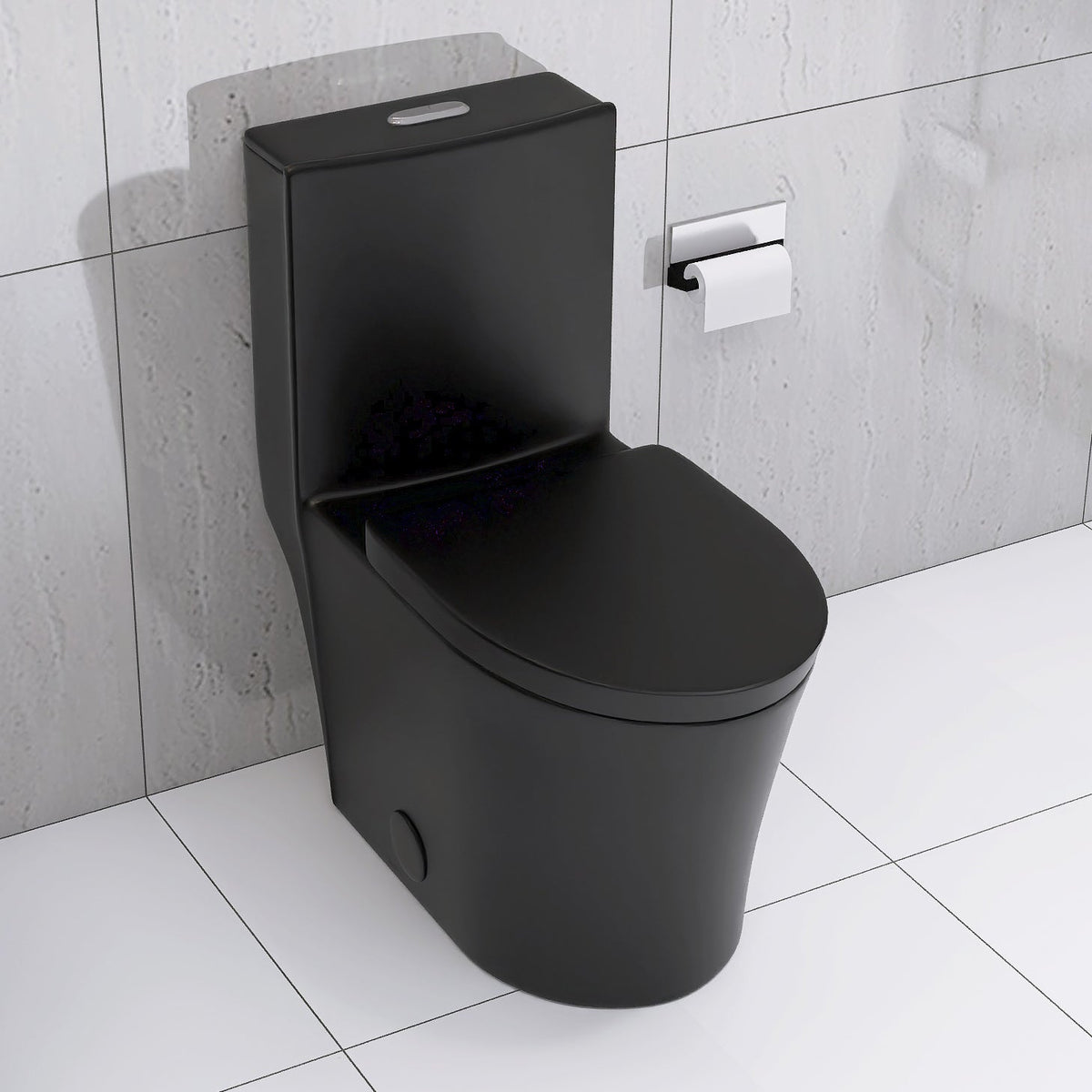 Matte Black Dual Flush Toilet With Water-Saving Design