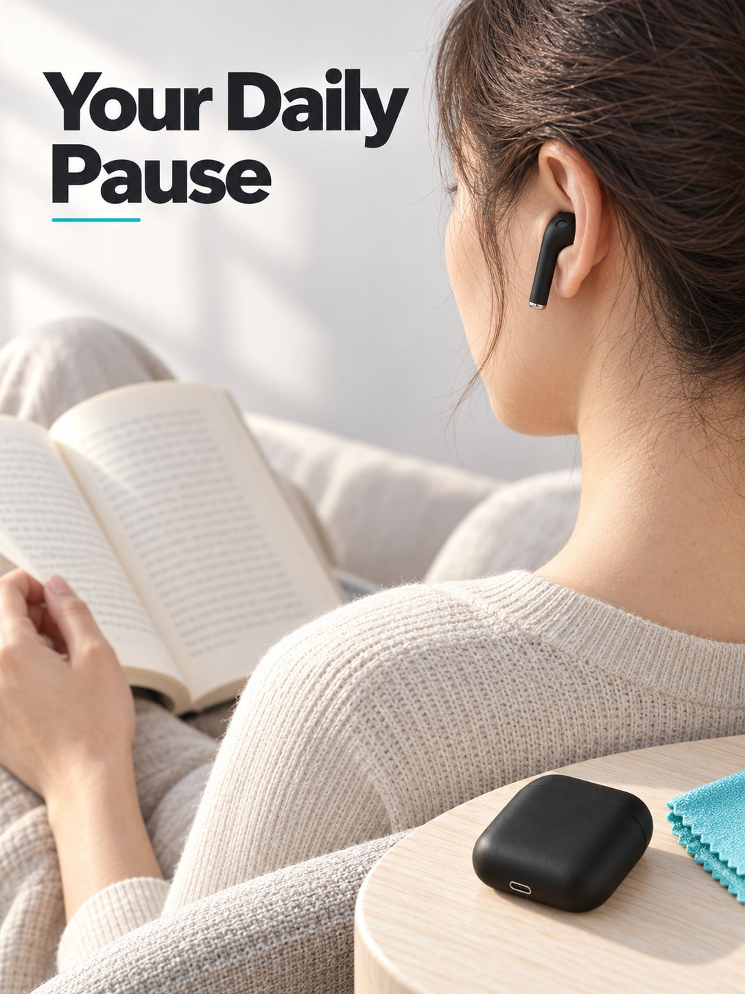 Matte Black True Wireless Earbuds with Qi Charging
