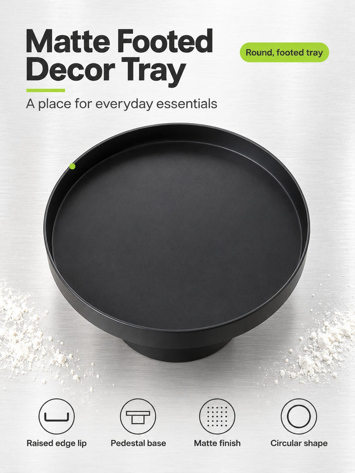 Matte Footed Circular Storage Tray for Coffee Table Decor