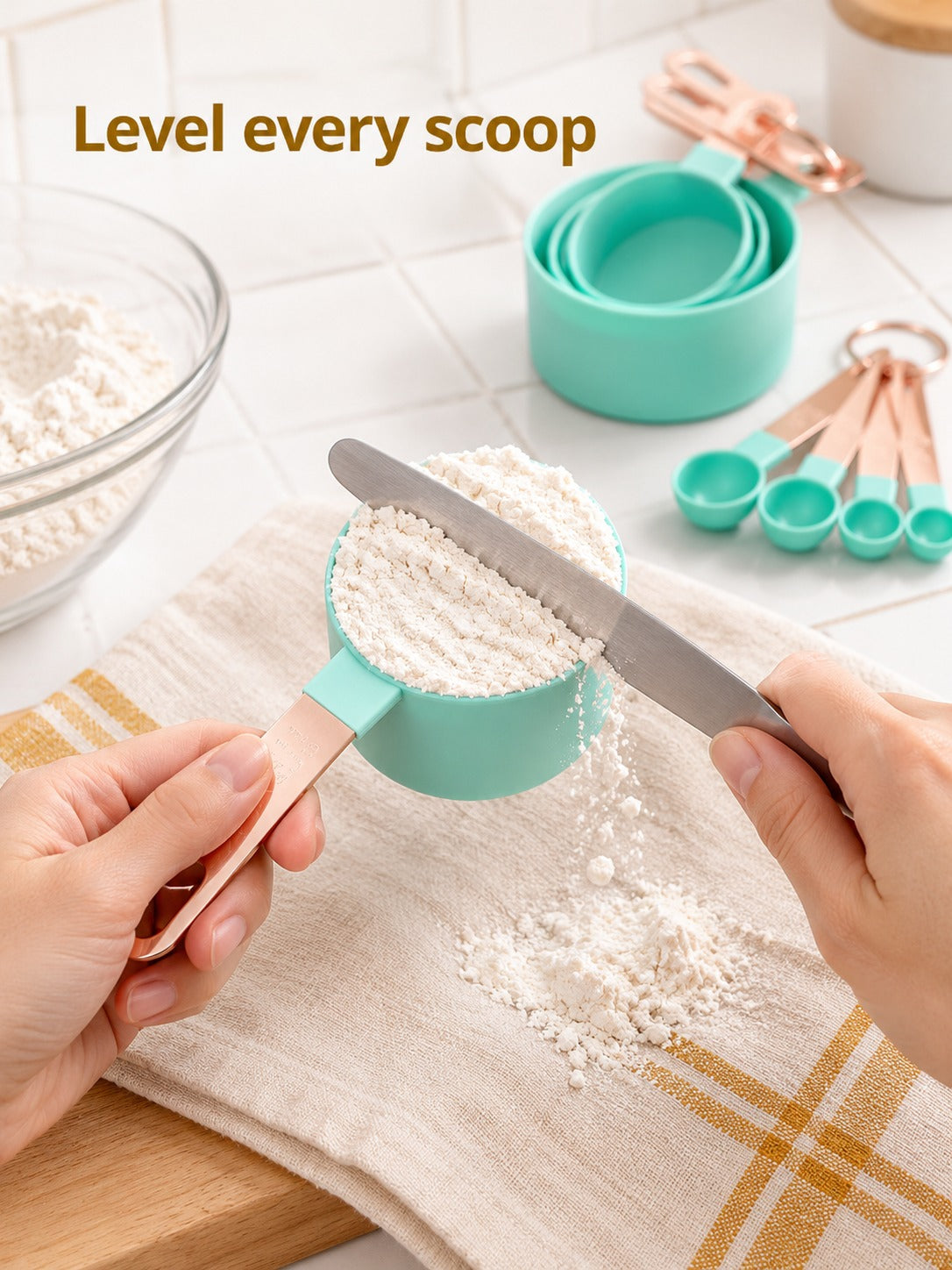 Measuring Cup and Spoon Set, 8-Piece Nesting Storage