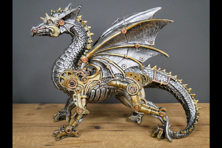 Steampunk Dog Resin Sculpture for Industrial Desk Decor