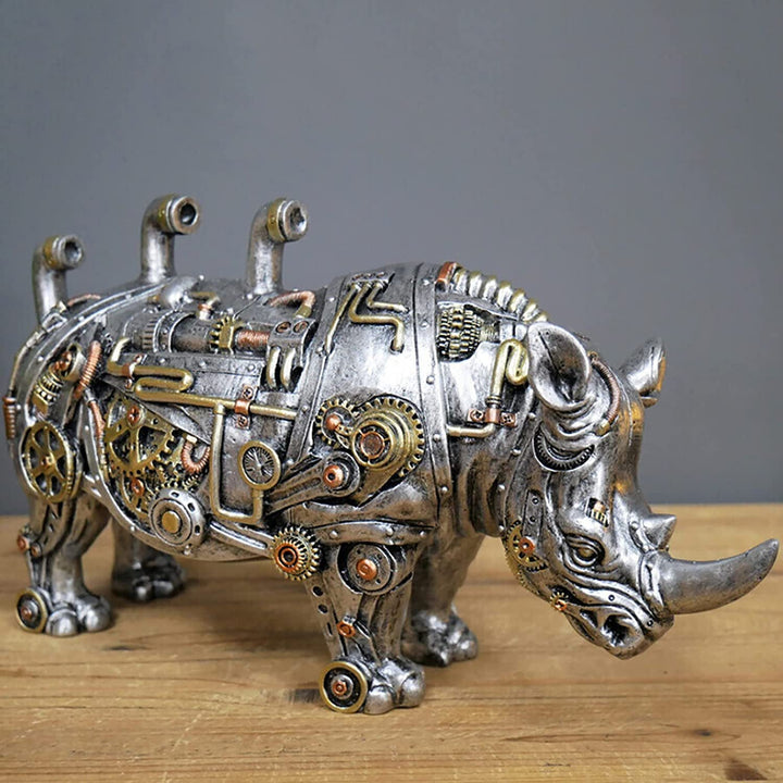 Steampunk Dog Resin Sculpture for Industrial Desk Decor
