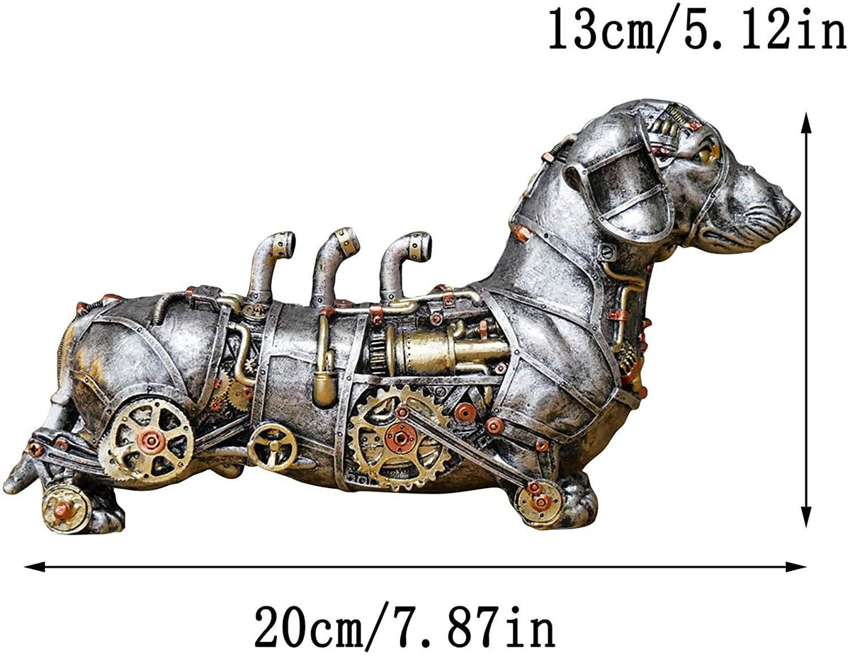 Steampunk Dog Resin Sculpture for Industrial Desk Decor