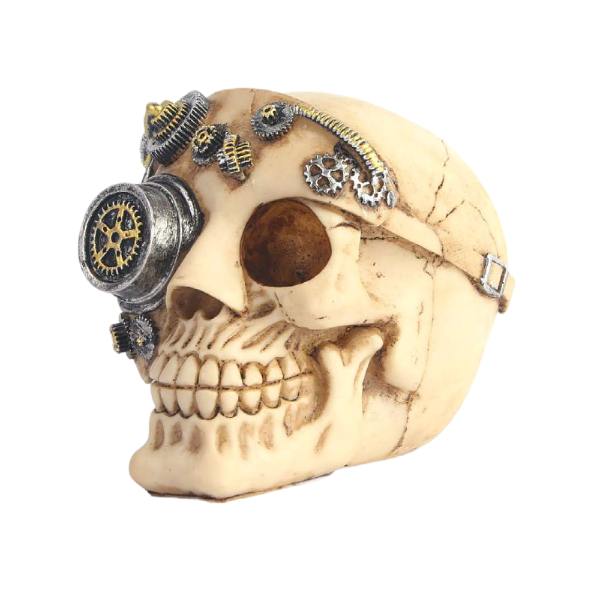 Steampunk Skull Ornament With Mechanical Gear Detail