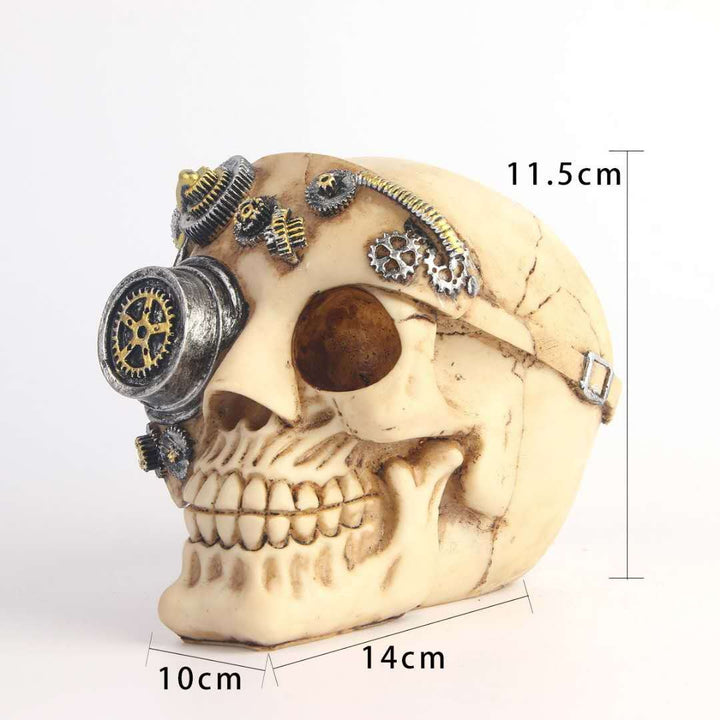 Steampunk Skull Ornament With Mechanical Gear Detail