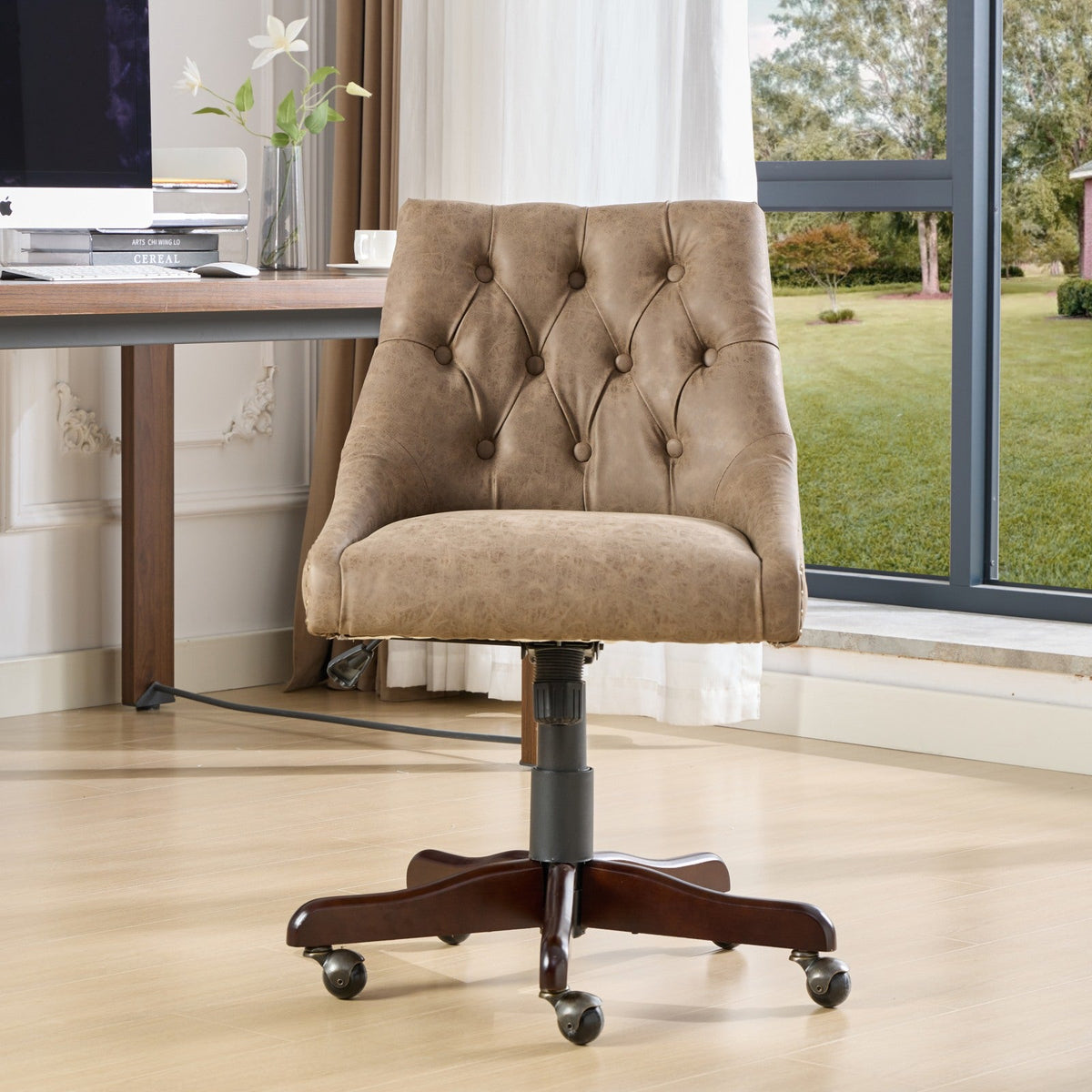 Vintage Tufted Office Chair with Height & Tilt Adjustment