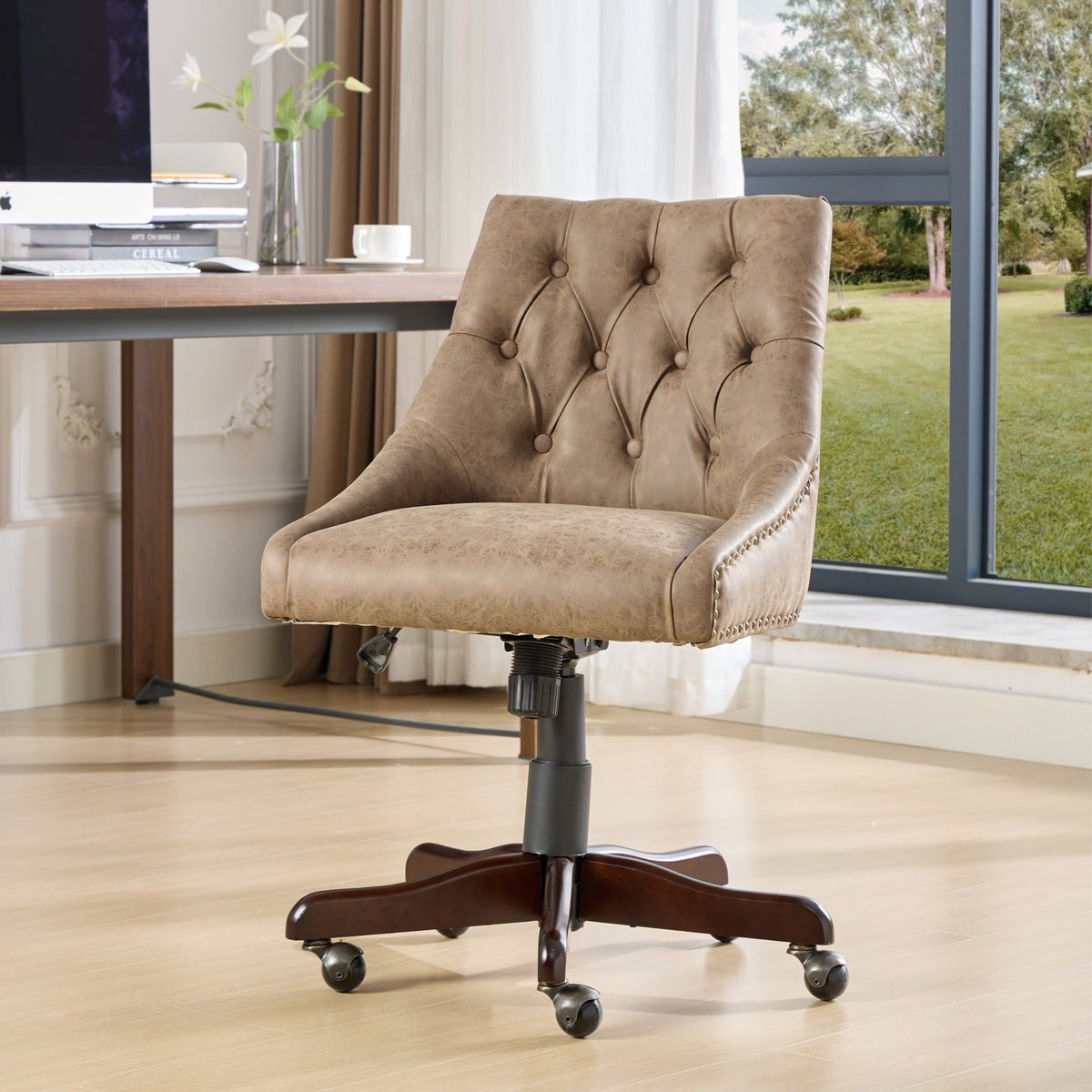 Vintage Tufted Office Chair with Height & Tilt Adjustment