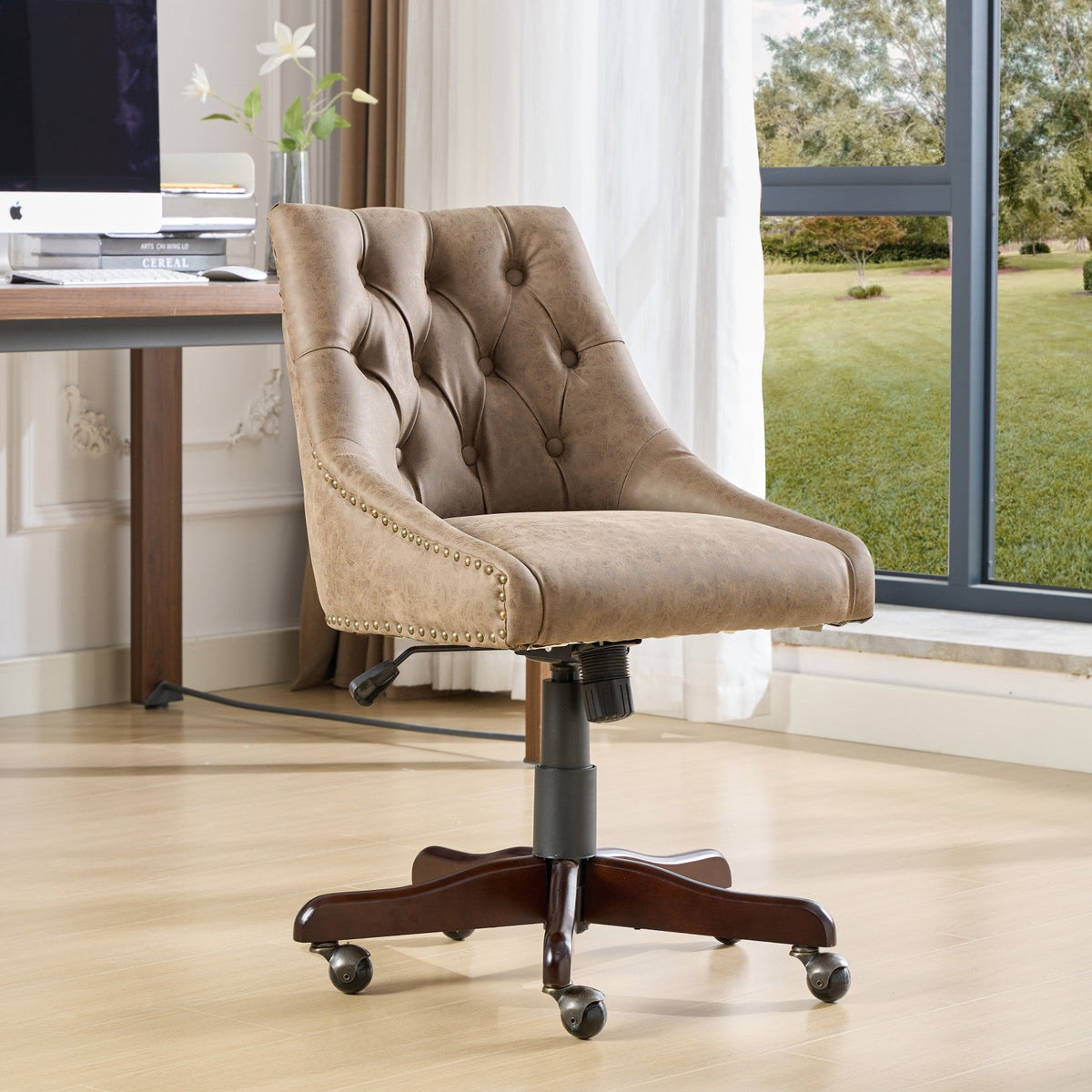 Vintage Tufted Office Chair with Height & Tilt Adjustment