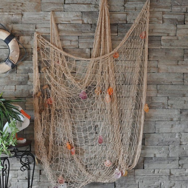 Mediterranean Fishing Net Coastal Wall Decor With Shells