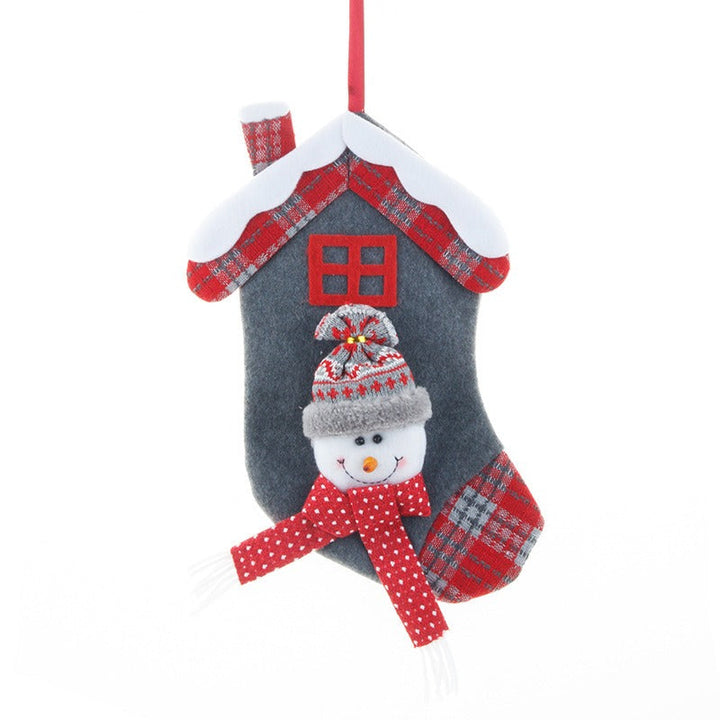Christmas House Stockings With Santa & Snowman Charm