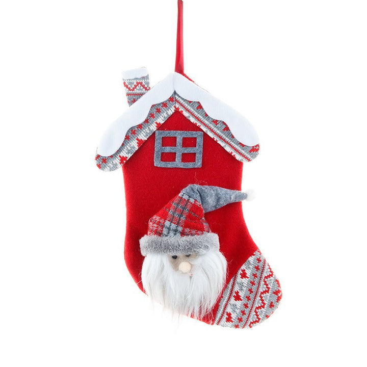 Christmas House Stockings With Santa & Snowman Charm