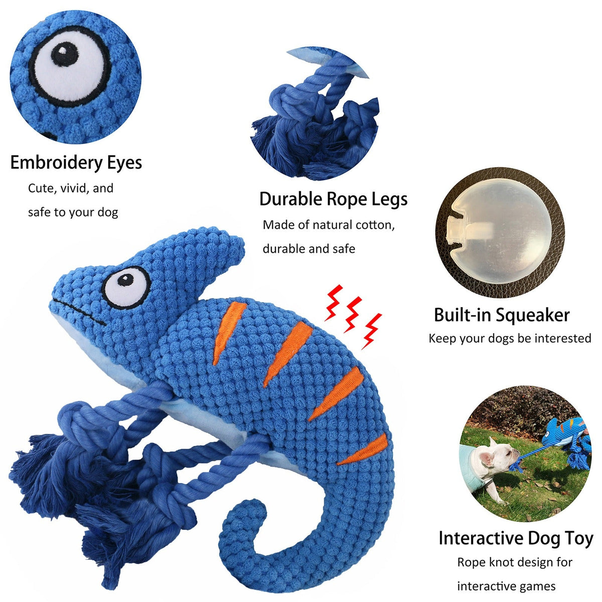 Chameleon Dog Toy for Tug, Fetch and Enrichment