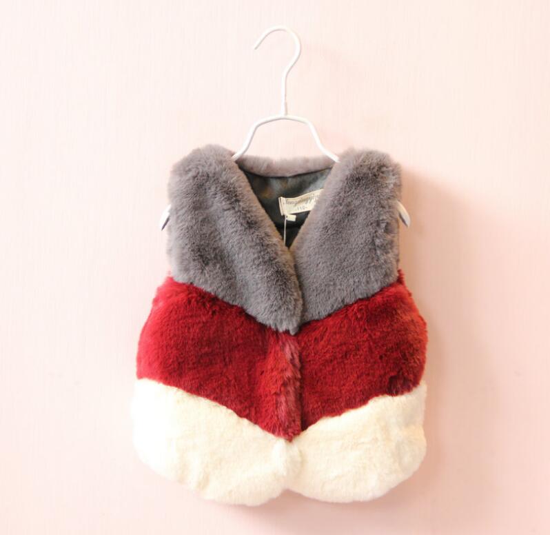 Girls' Faux Fur Vest – Warm Patchwork Autumn Layer