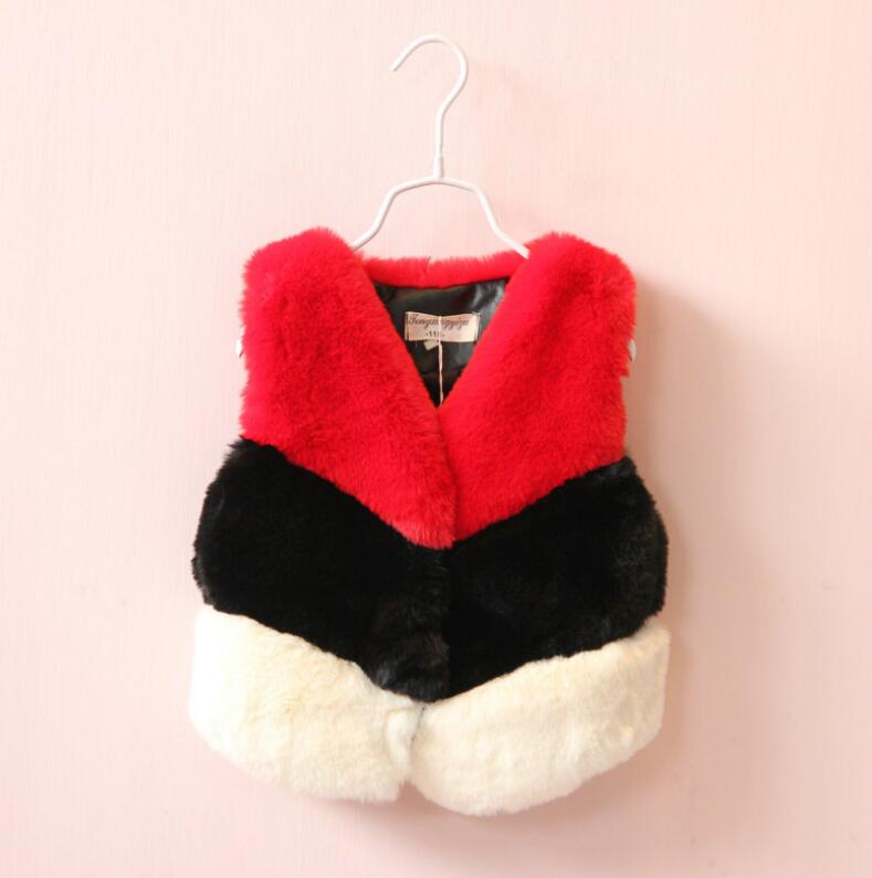 Girls' Faux Fur Vest – Warm Patchwork Autumn Layer