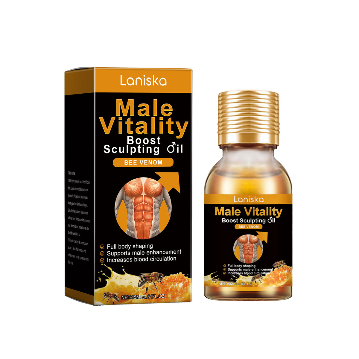 Men's Chest and Abdomen Firming Massage Oil, 15ml Bottle