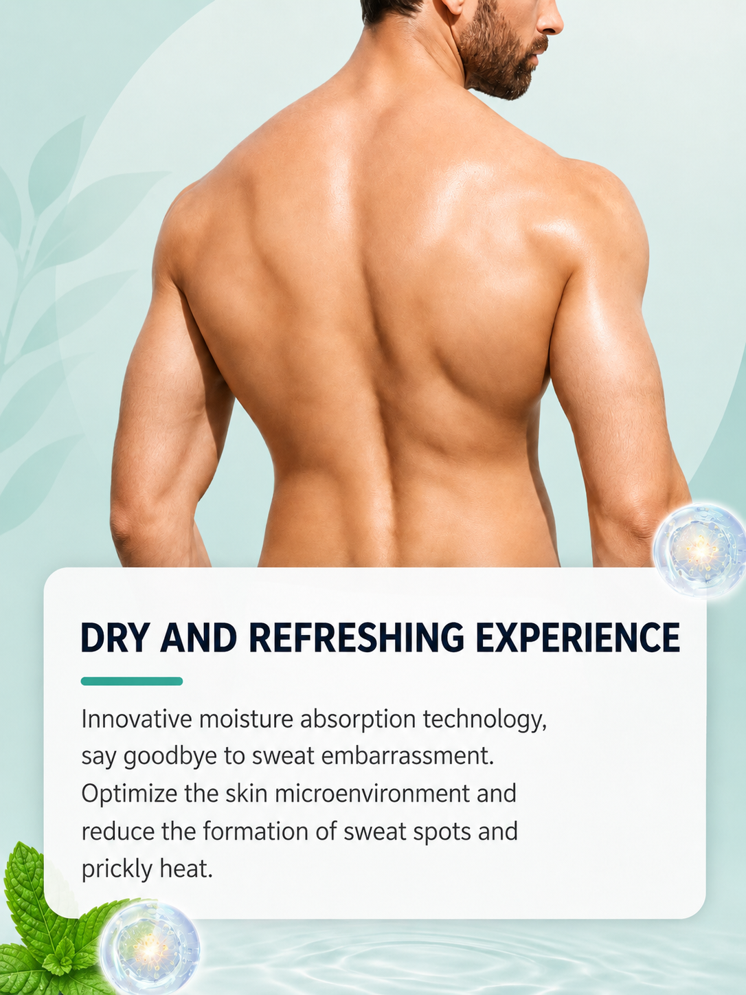 Men's Body Powder — Cooling Mint & Vitamin E, Prickly Heat Relief