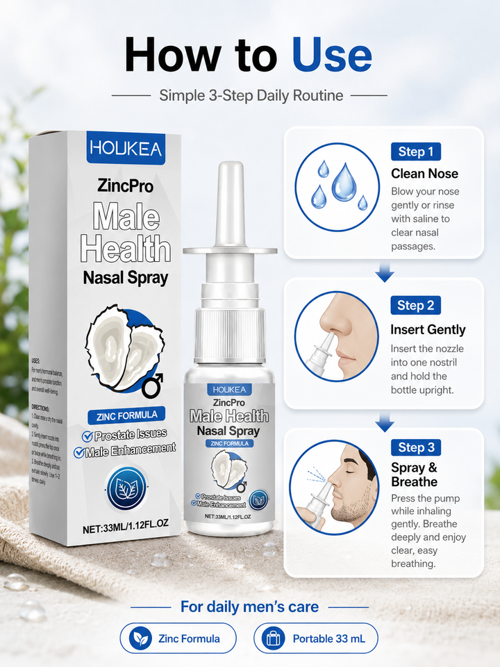 Men's Zinc Nasal Spray for Prostate Health & Testosterone
