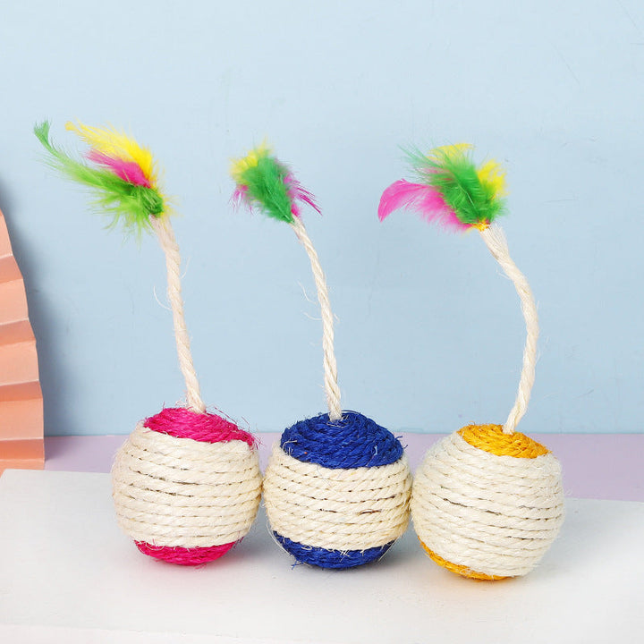 Sisal Feather Ball Cat Toy for Teeth & Claw Play