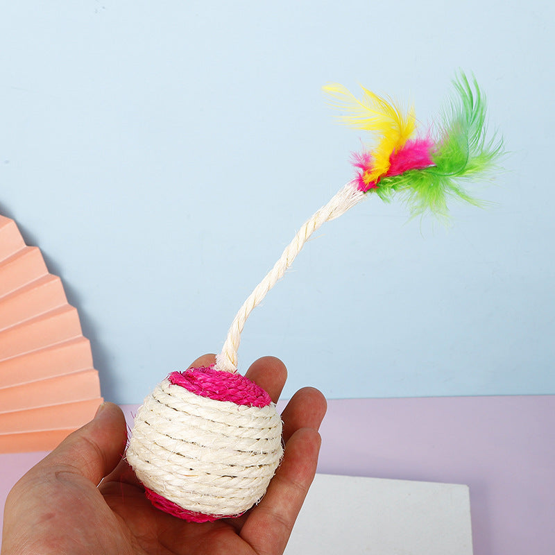 Sisal Feather Ball Cat Toy for Teeth & Claw Play