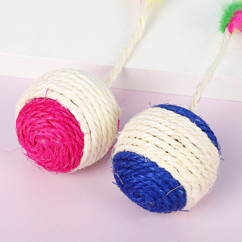 Sisal Feather Ball Cat Toy for Teeth & Claw Play