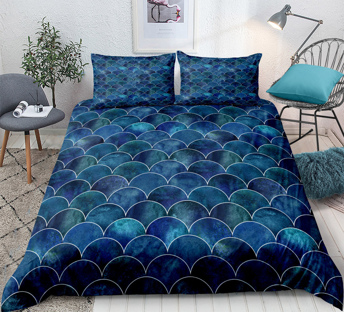 Mermaid Fish Scale Full-Size Duvet Cover Bedding Set