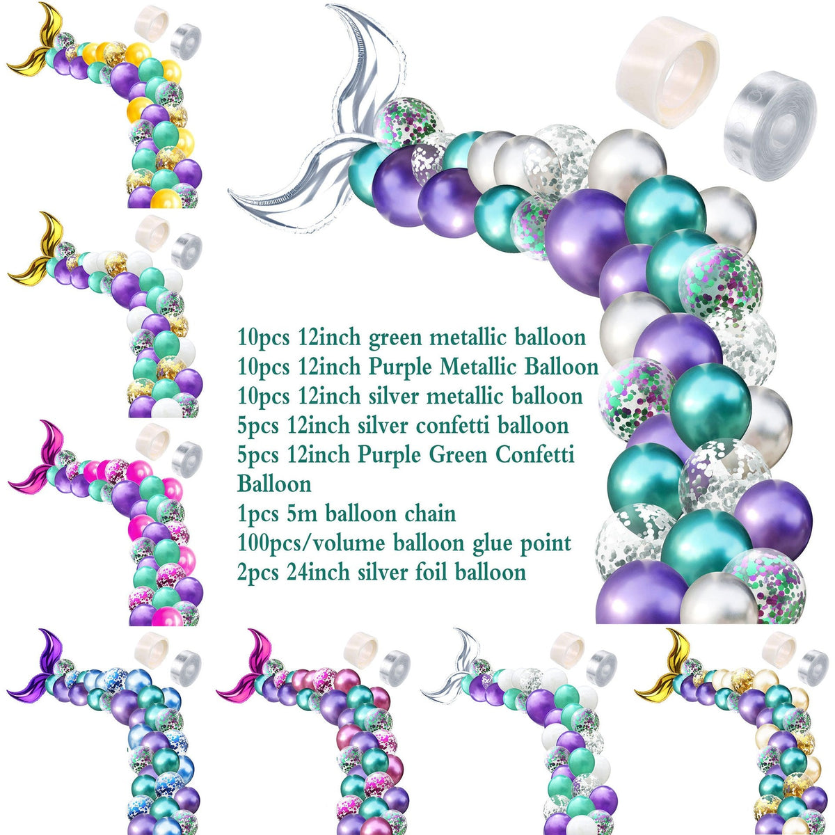 Mermaid Balloon Arch Kit for Magical Party Backdrops