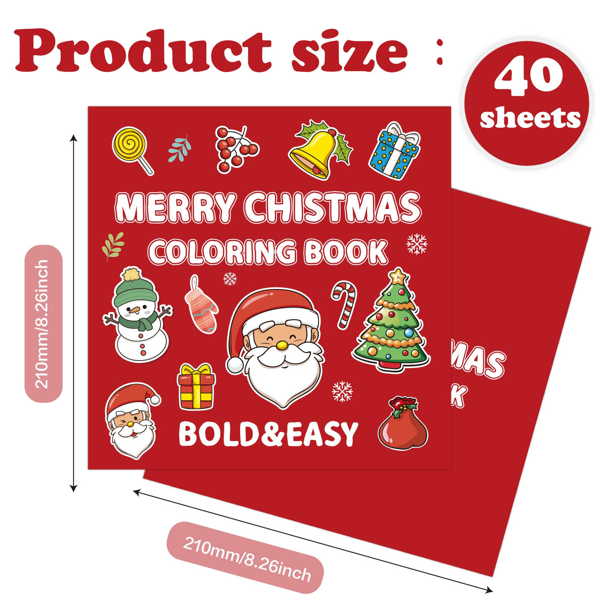 Christmas Coloring Book for Kids: 40 Bold Easy Sheets