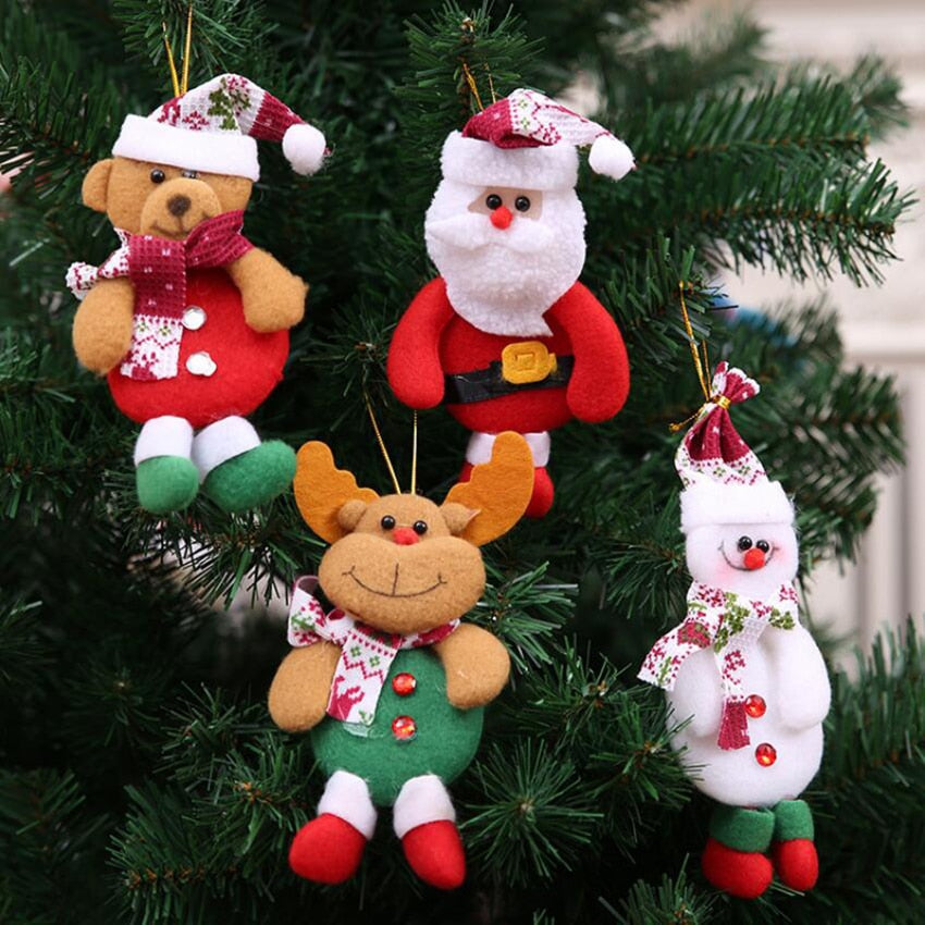 Plush Christmas Ornaments Set for Cheerful Tree Decor