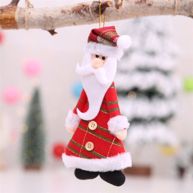 Plush Xmas Tree Ornaments — Cozy Santa & Reindeer Set