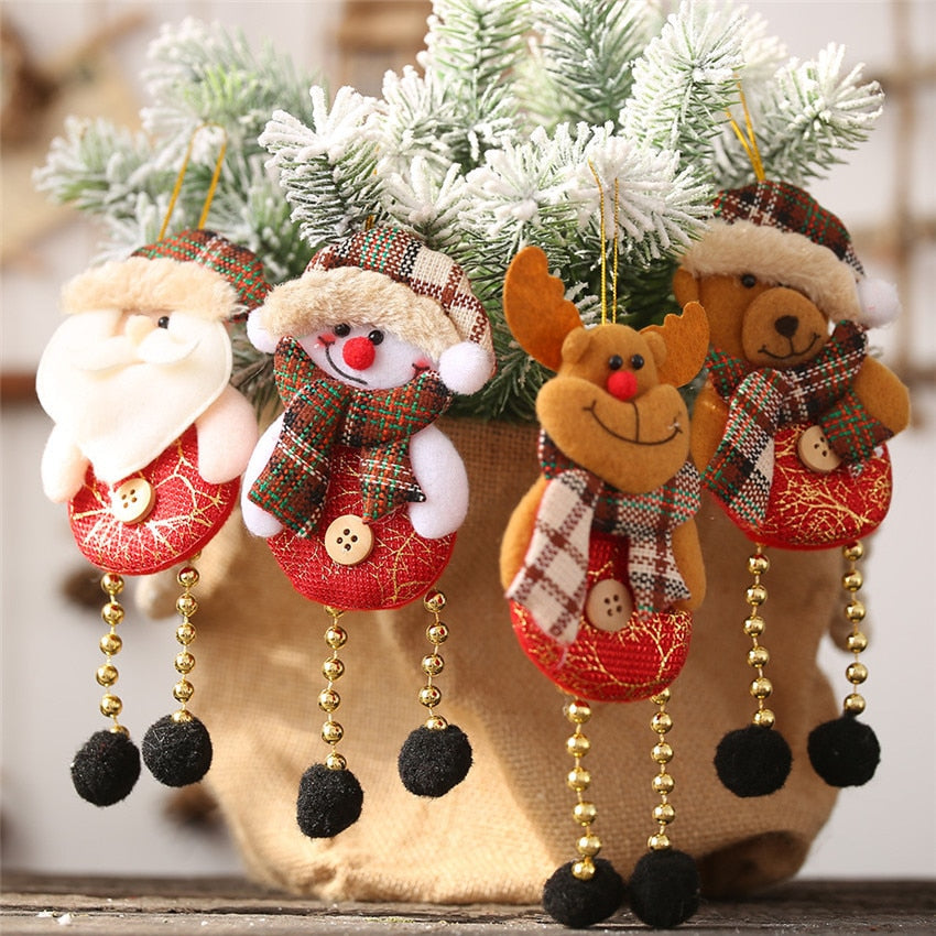 Plush Christmas Ornaments Set of 4 for Festive Trees