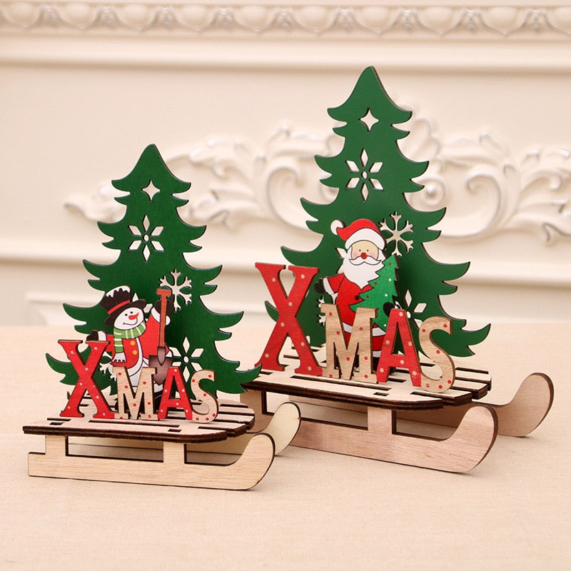 Wooden Christmas Sled Ornaments for Festive Tables
