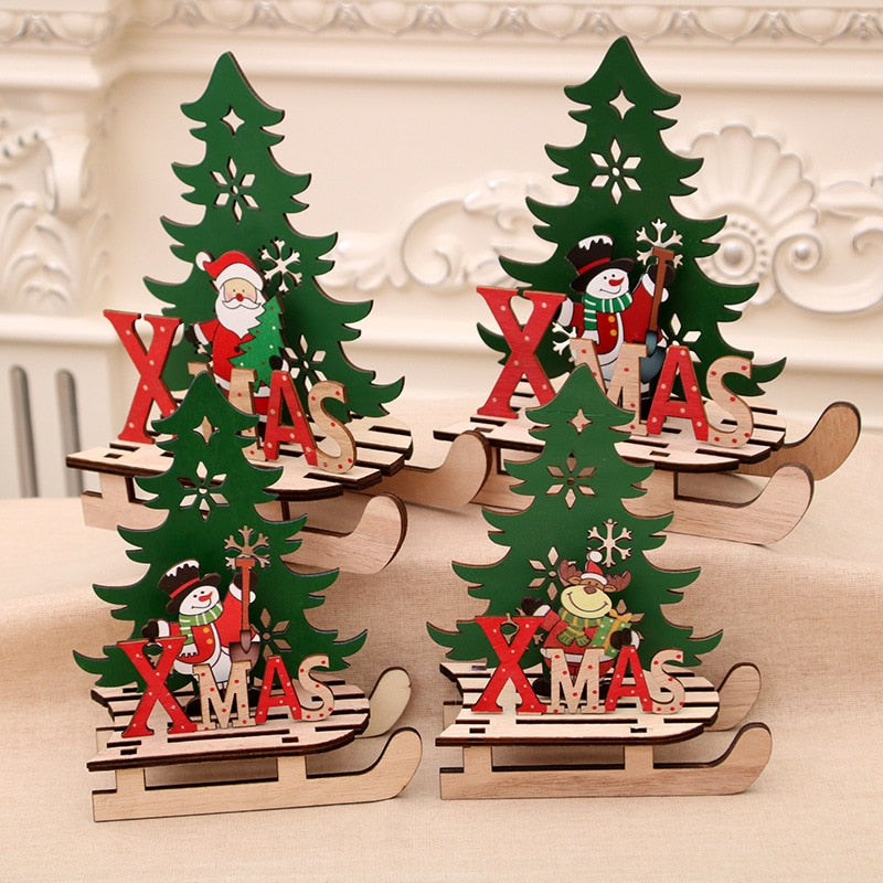 Wooden Christmas Sled Ornaments for Festive Tables