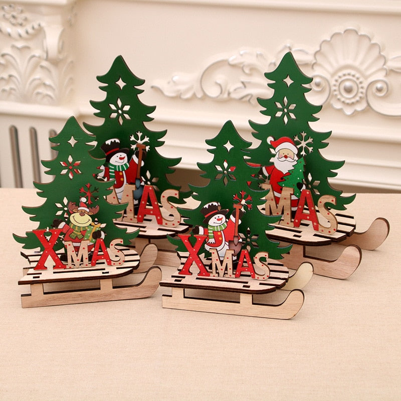 Wooden Christmas Sled Ornaments for Festive Tables