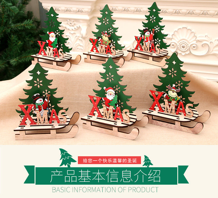 Wooden Christmas Sled Ornaments for Festive Tables