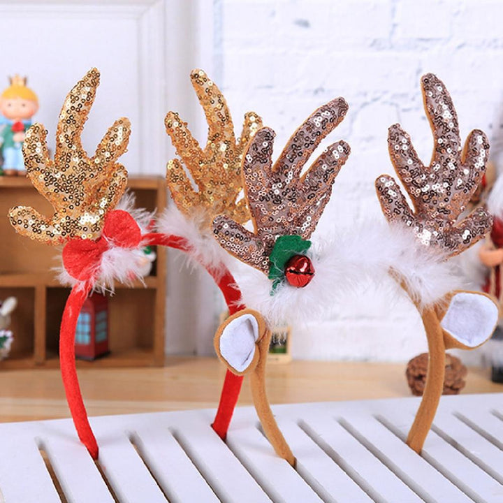 Christmas Reindeer Sequin Headband For Party Photos