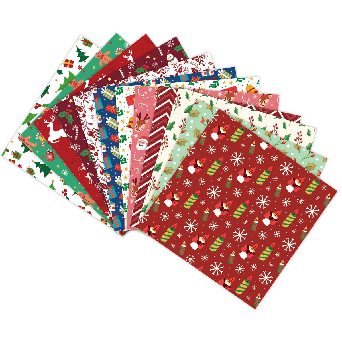 Christmas Scrapbook Paper Set – 12 Patterned Sheets