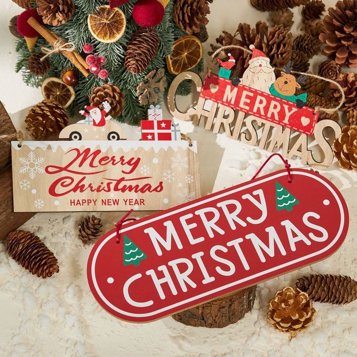 Rustic Christmas Wooden Plaque for Festive Door Decor
