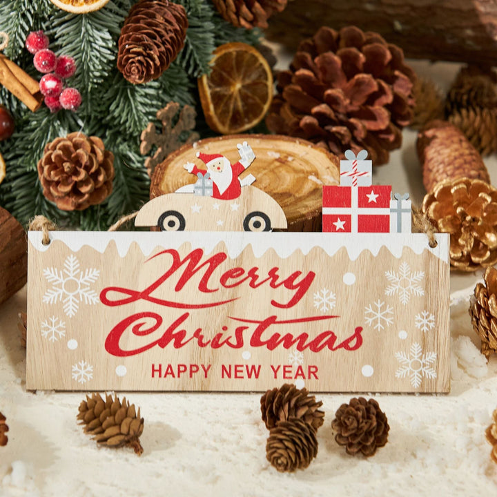 Rustic Christmas Wooden Plaque for Festive Door Decor