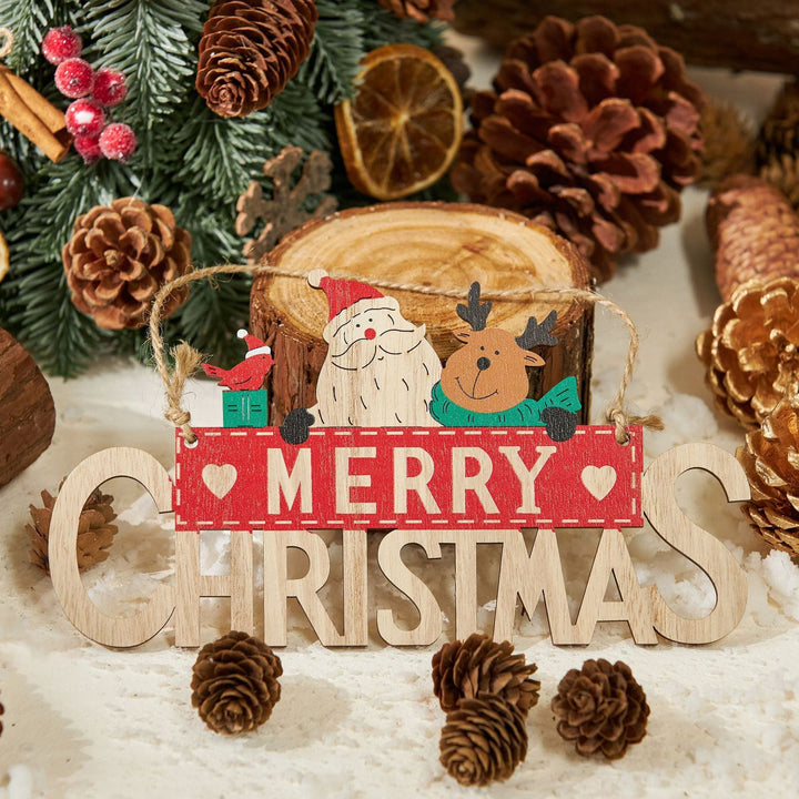 Rustic Christmas Wooden Plaque for Festive Door Decor