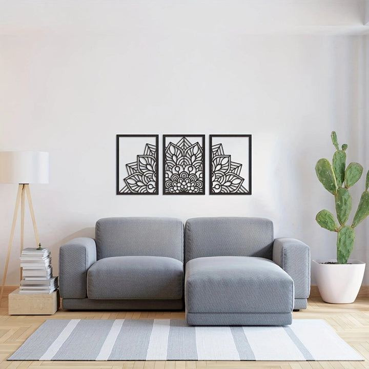 Metal Wall Art Three-Panel Floral Home Decor Statement