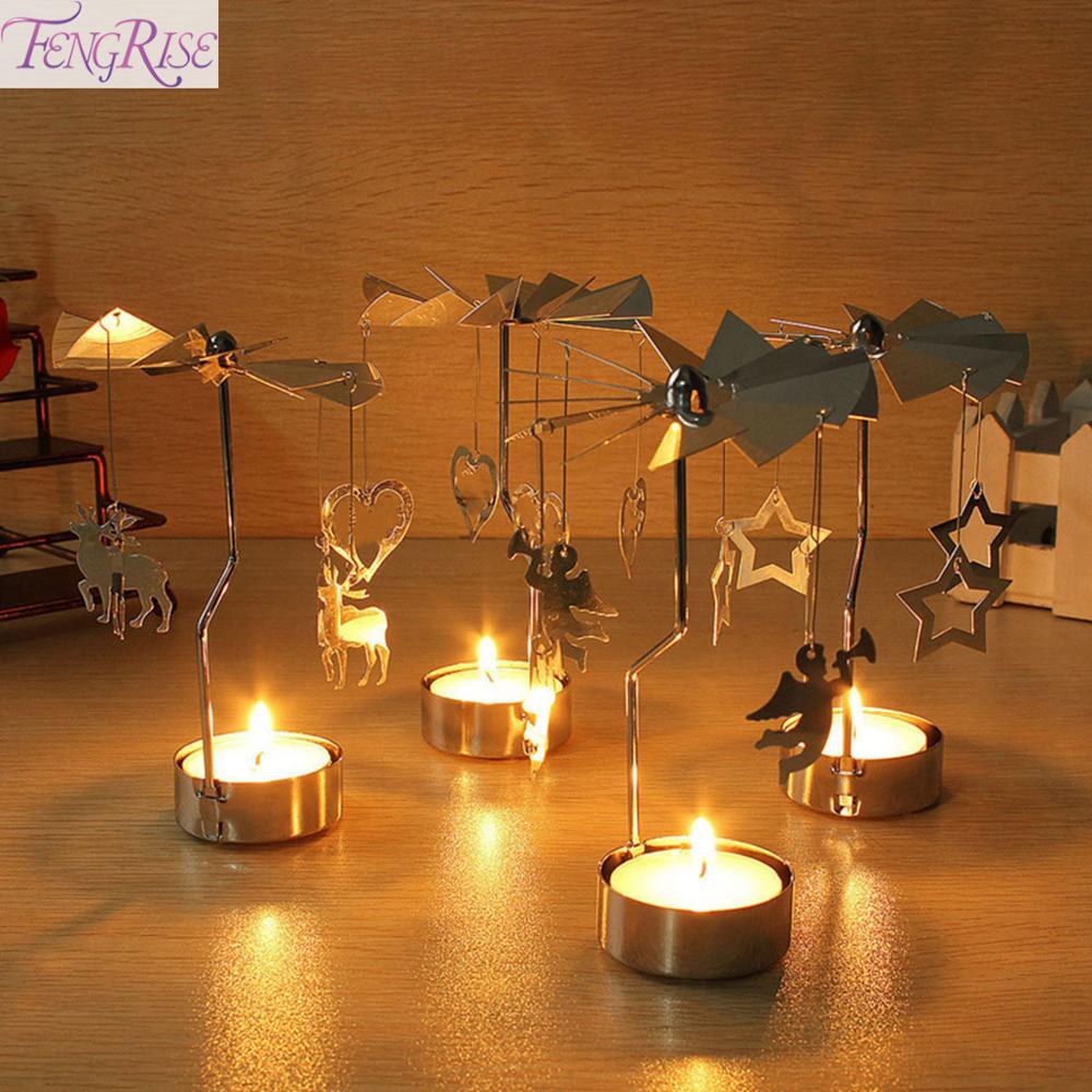 Metal Rotating Christmas Candlestick Table Centerpiece