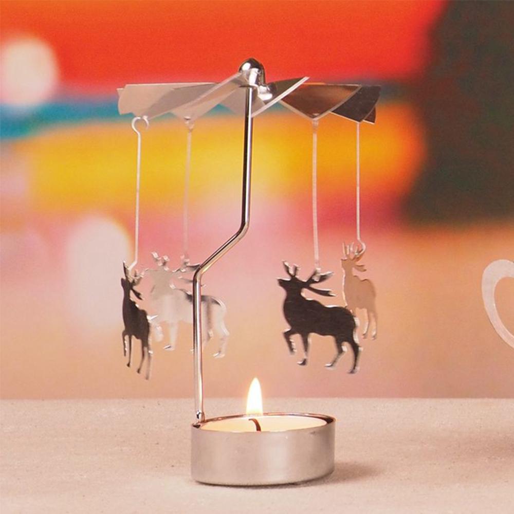 Metal Rotating Christmas Candlestick Table Centerpiece