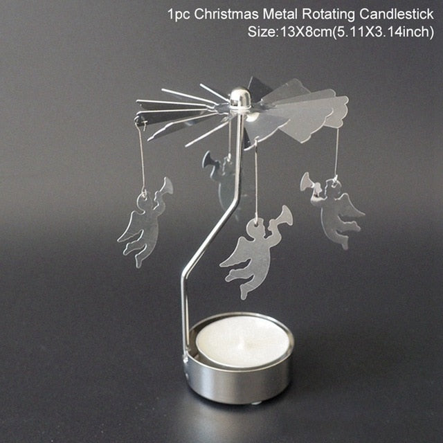 Metal Rotating Christmas Candlestick Table Centerpiece