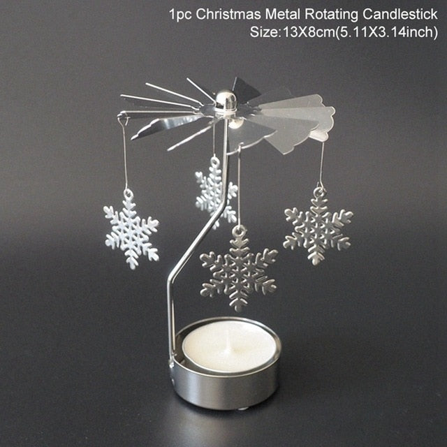 Metal Rotating Christmas Candlestick Table Centerpiece