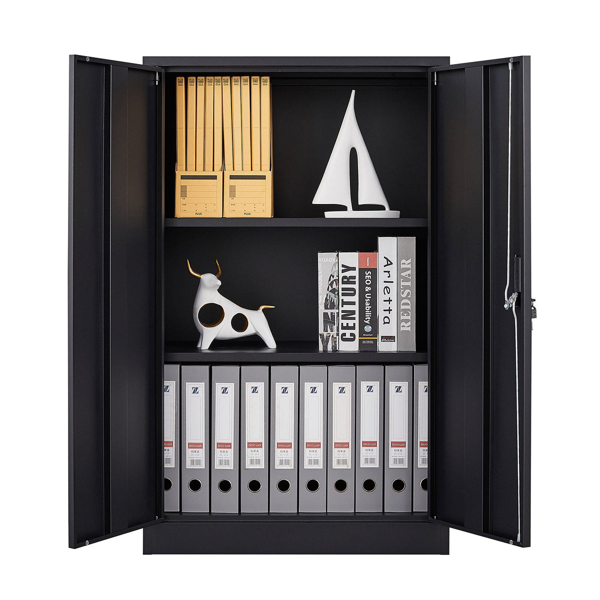 Lockable Metal Storage Cabinet with Adjustable Shelf