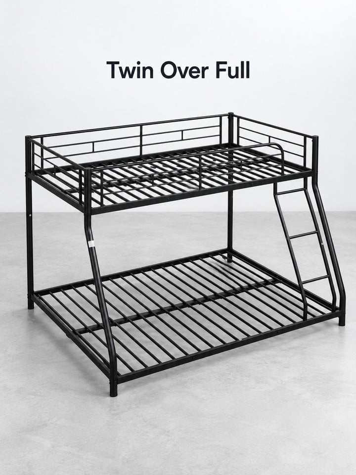 Metal Twin Over Full Bunk Bed with Safety Guardrail