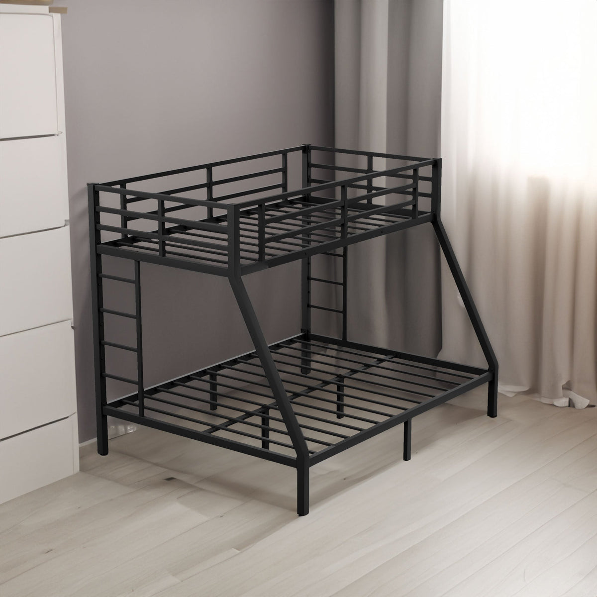 Metal Bunk Bed: Twin XL Over Queen for Shared Rooms