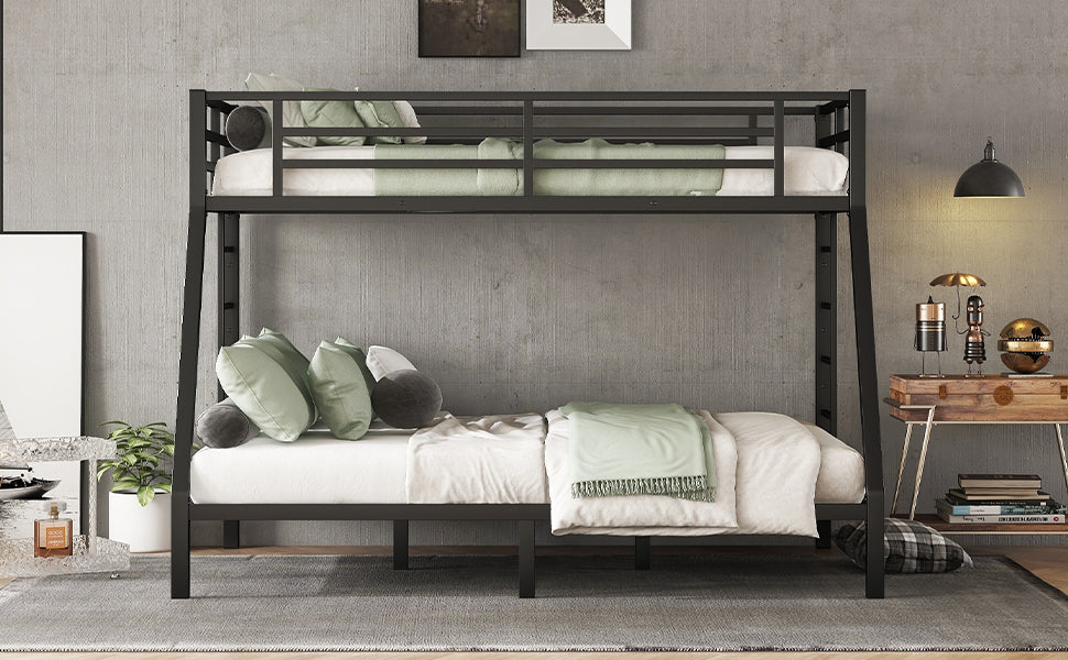 Metal Bunk Bed: Twin XL Over Queen for Shared Rooms