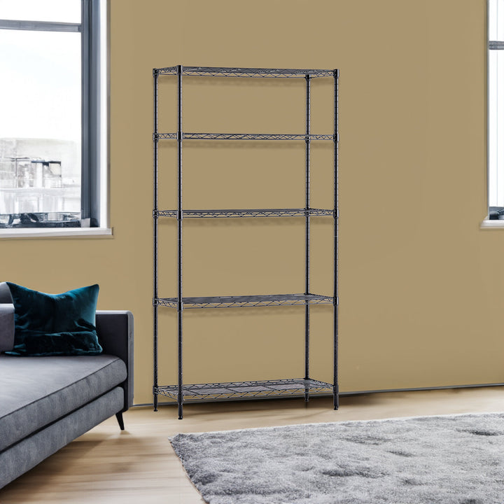 Adjustable 5-Tier Metal Storage Rack, 200 lb Per Shelf