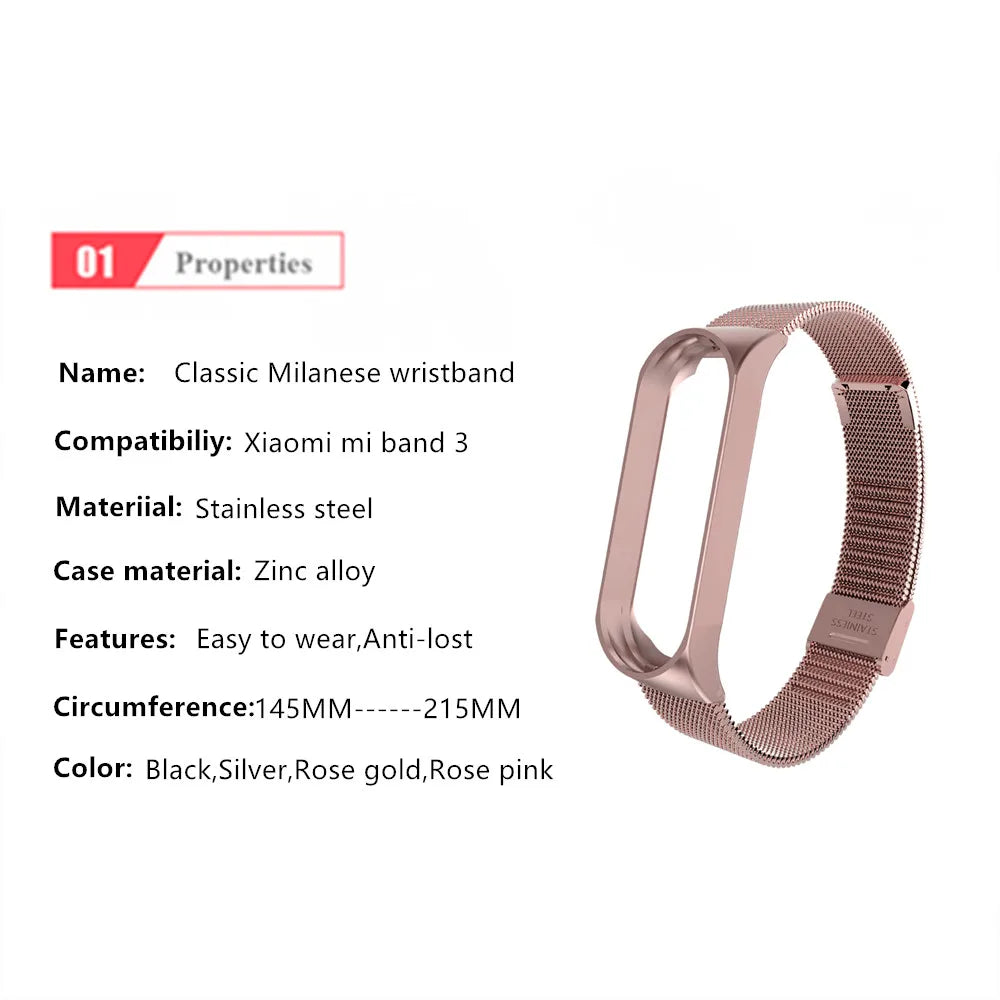 Milanese Stainless Steel Strap for Xiaomi Mi Band 3